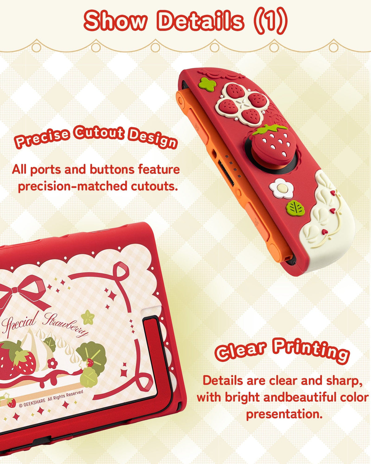 GeekShare Cream Strawberry Series Protective Case for Switch 2
