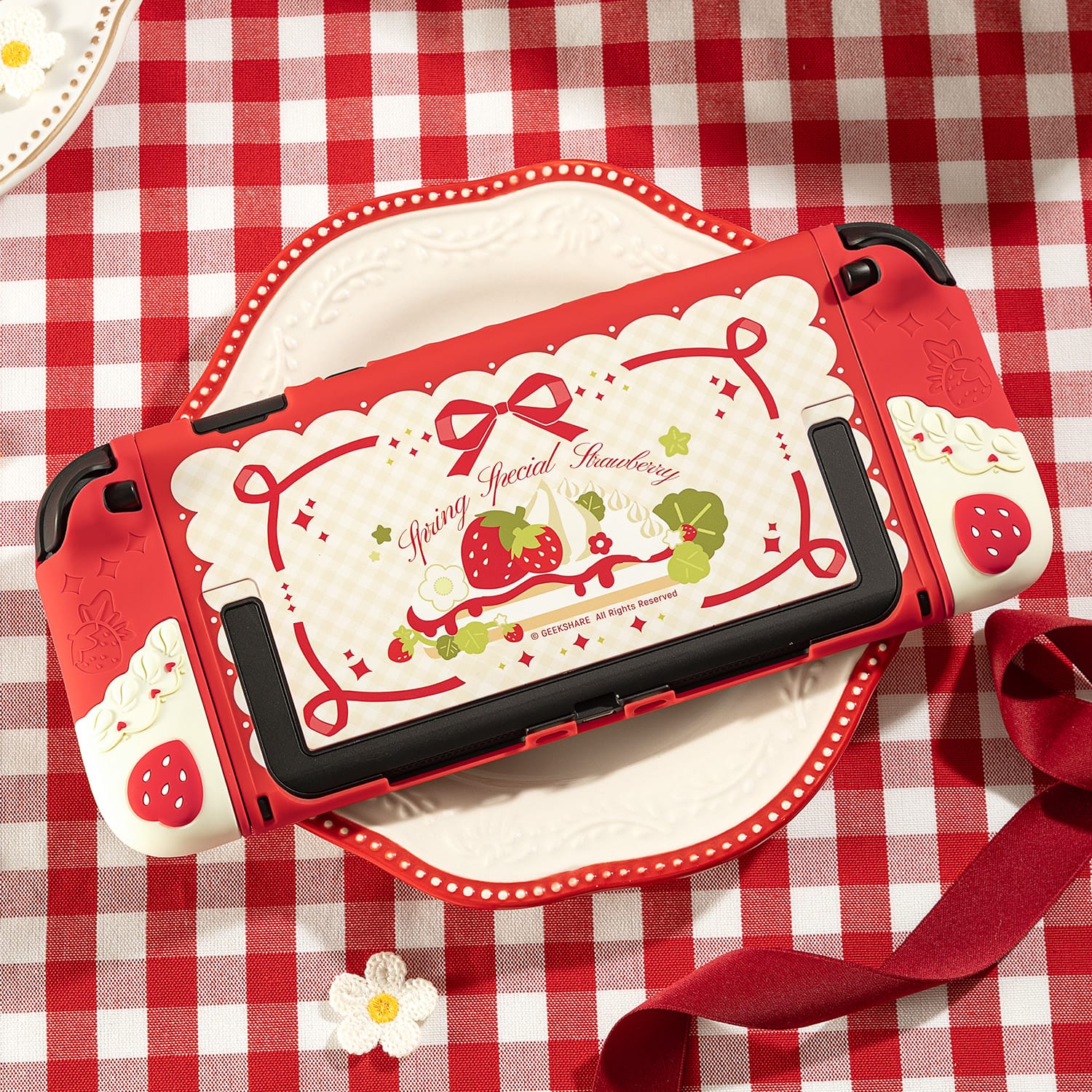 GeekShare Cream Strawberry Series Protective Case for Switch 2